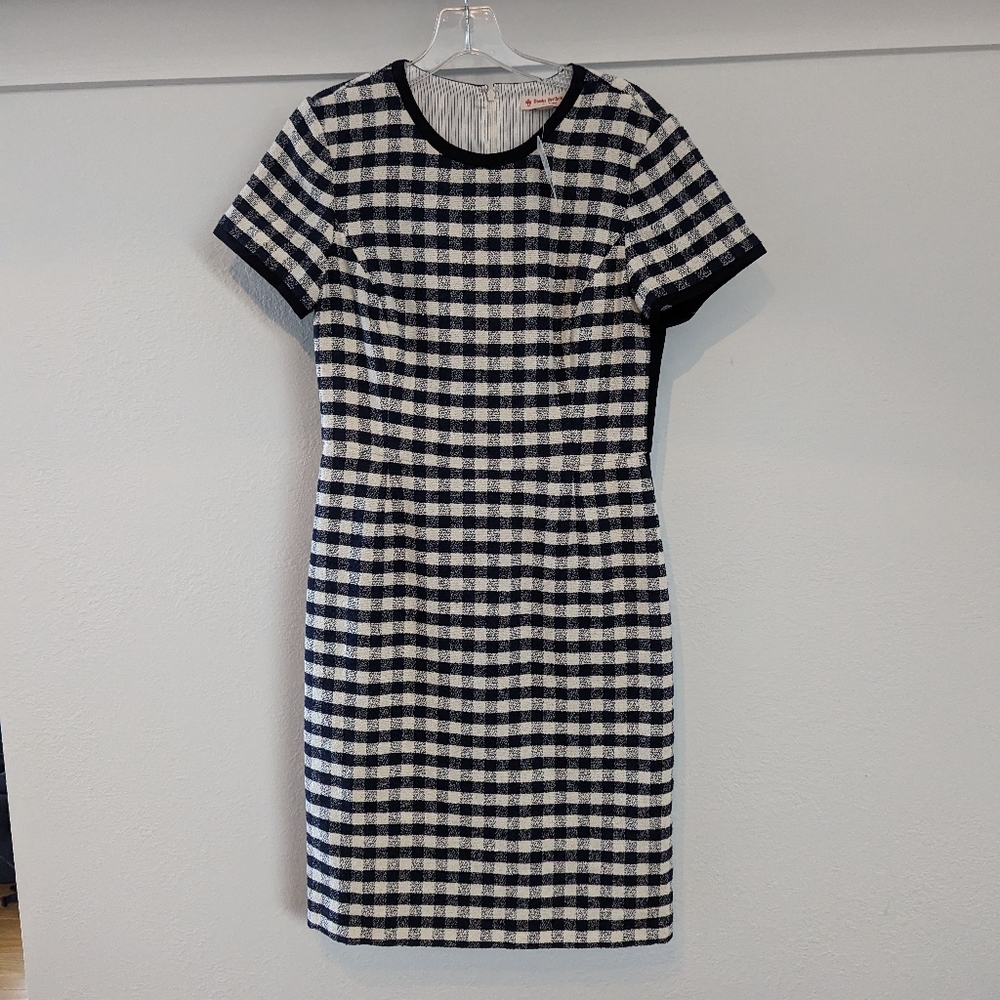 NWT Brooks Brothers Red Fleece Short Sleeve Midi Dress Black & White women's 6